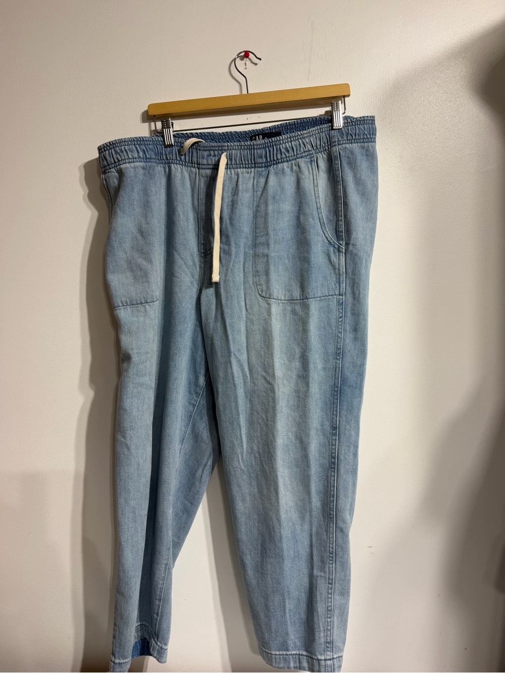 Gap Light Wash Denim Easy Jean Drawstring Pull-On Pants XL
